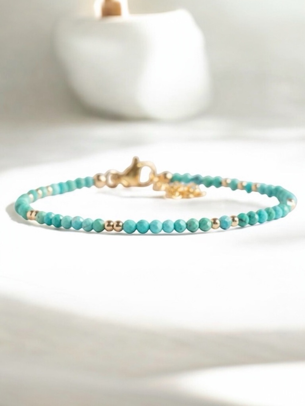 Turquoise and Gold Beaded Bracelet. New.